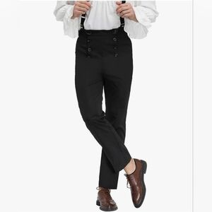Scarlet Darkness Mens Steampunk Bib Pants Black Straight-leg 2X New Victorian